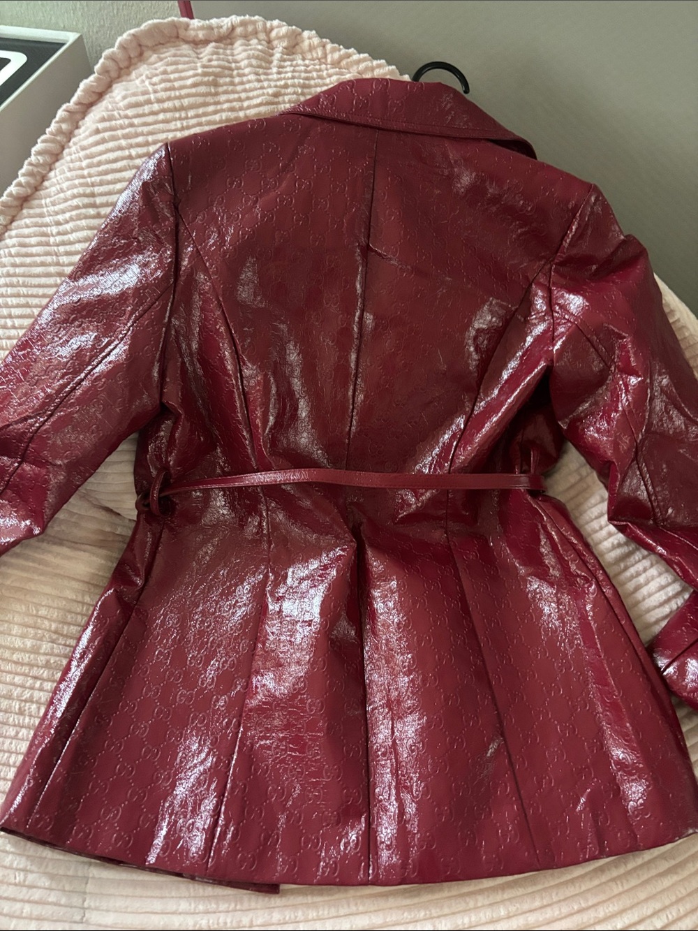 Gucci Women's Dark Burgundy Patent Leather Trench Jacket - Picture 3 of 4